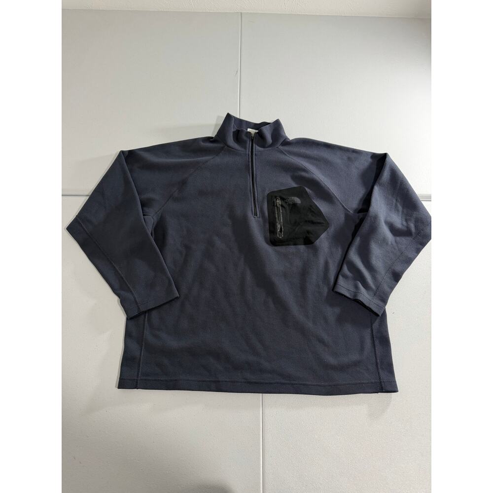 The North Face Mens L Navy Quarter Zip Fleece Pullover Pocket